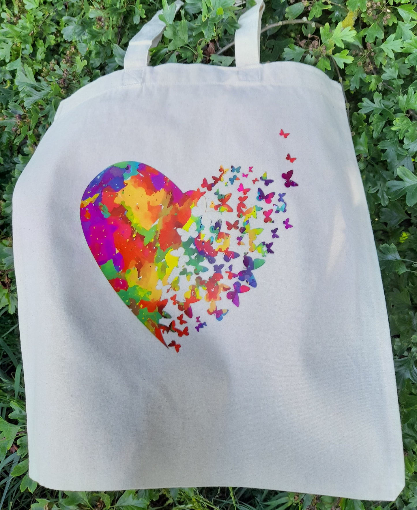 Heart and Butterfly Motif Tote Bag