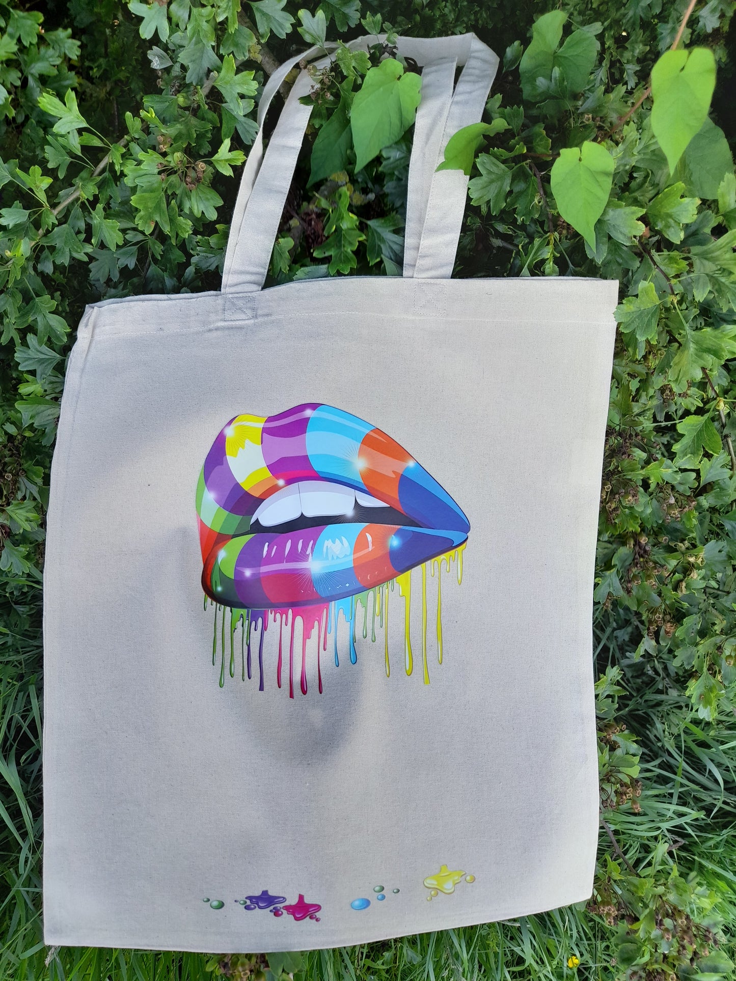 Heat-Transfer with Lip Cotton Tote Bag