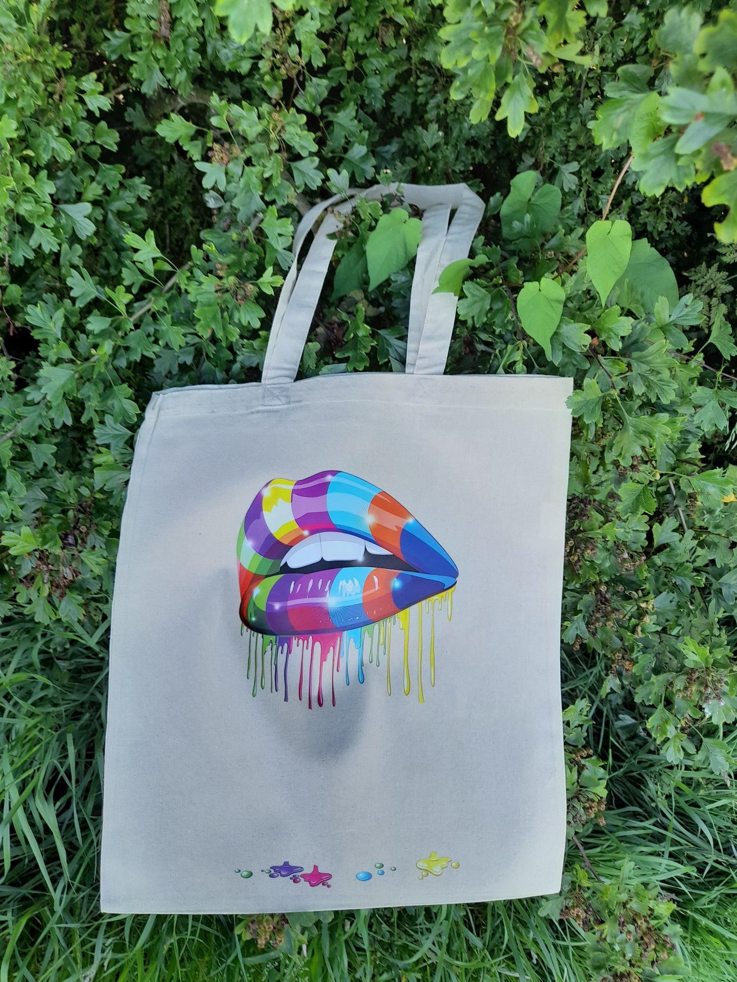 Heat-Transfer with Lip Cotton Tote Bag