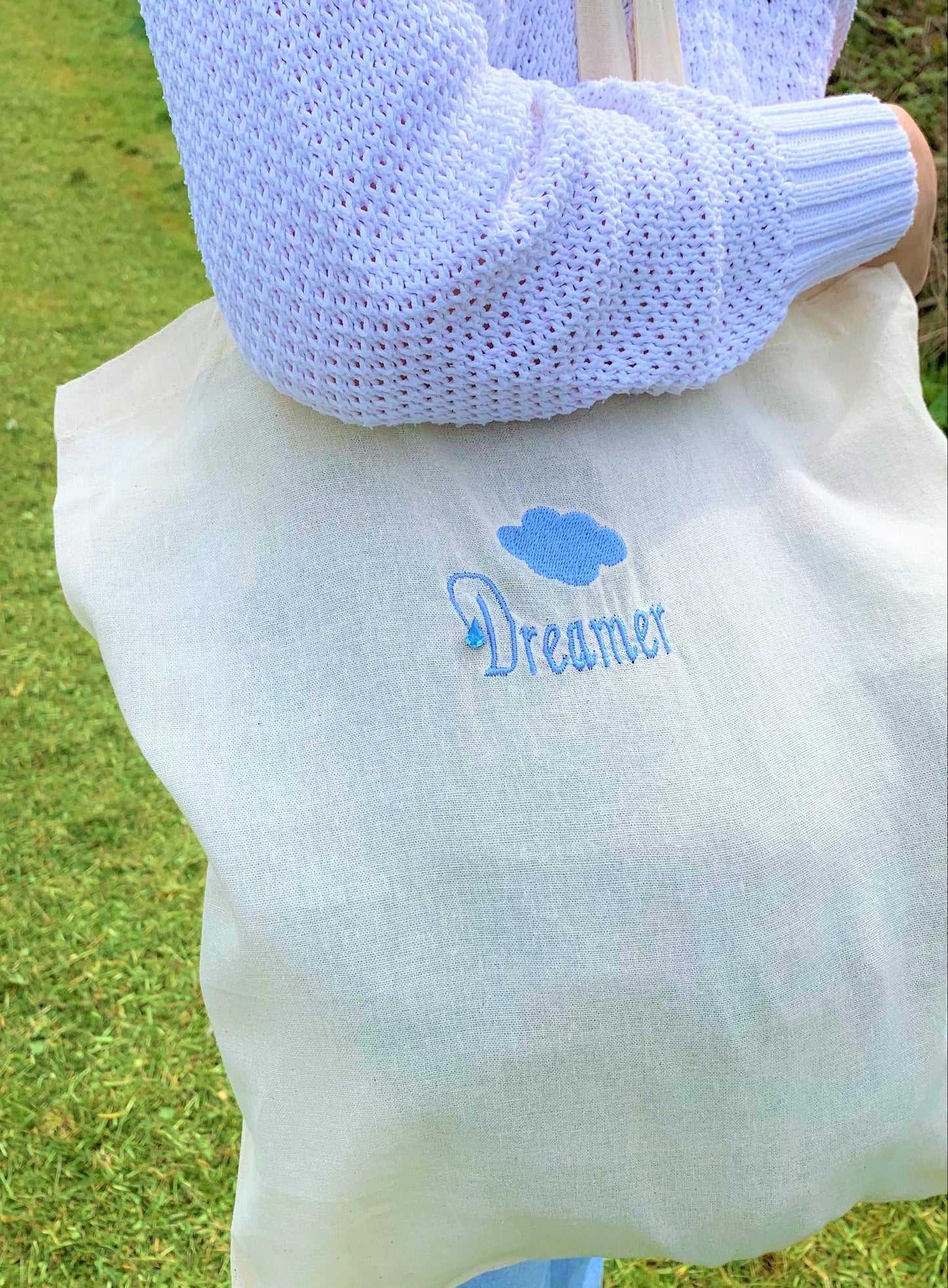 Embroidered Dreamer Tote Bag