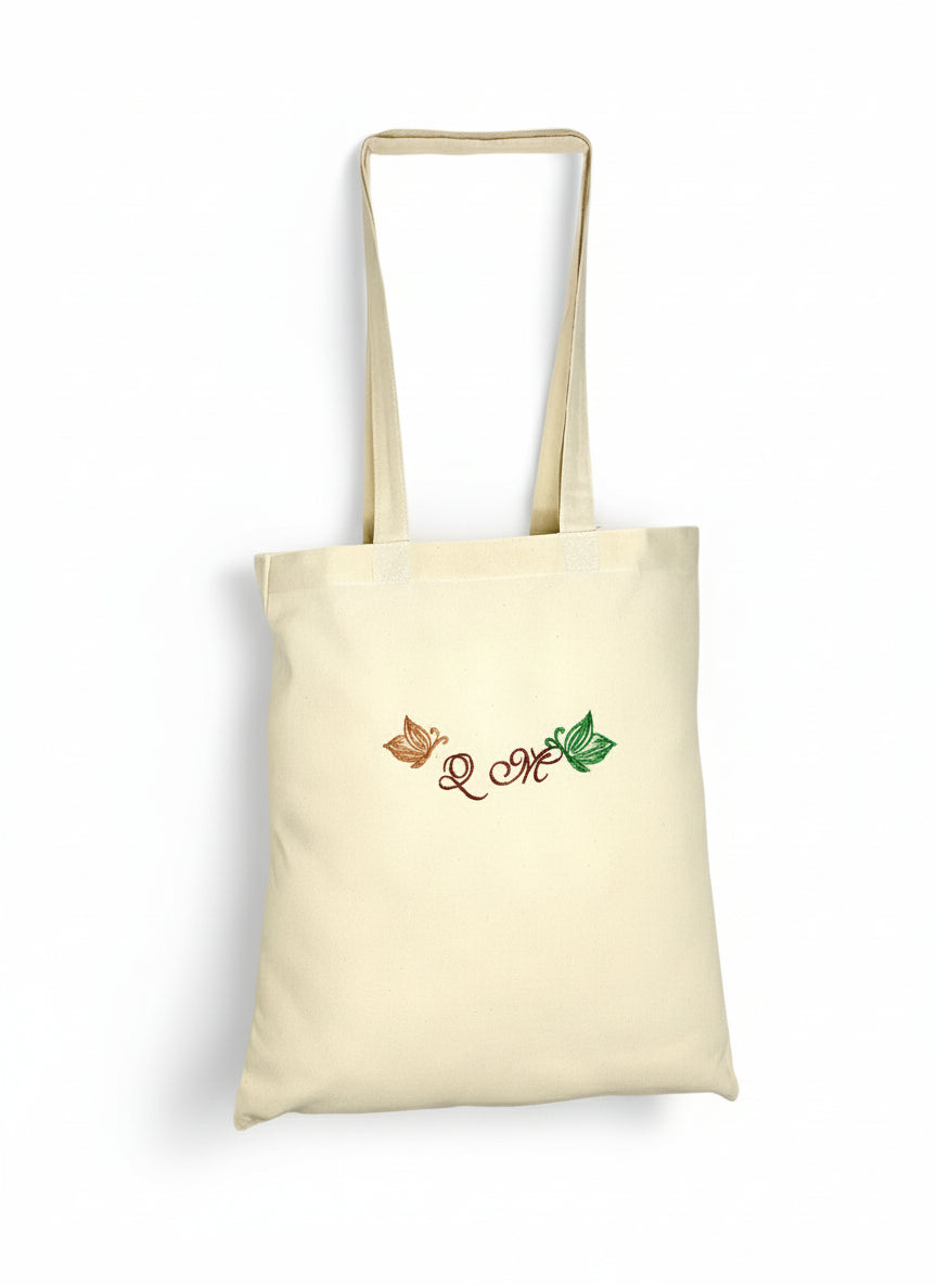 Embroidered Initial Tote Bag