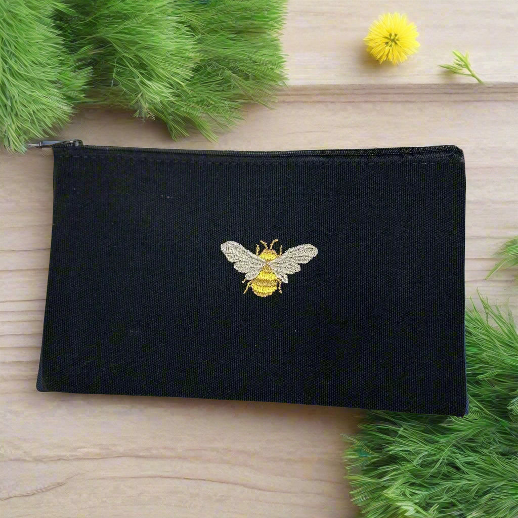 Zipper Pouch With Bee Embroidery