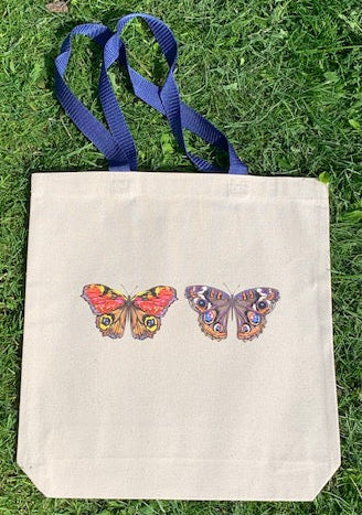 Twin Butterflies Motif Tote Bag