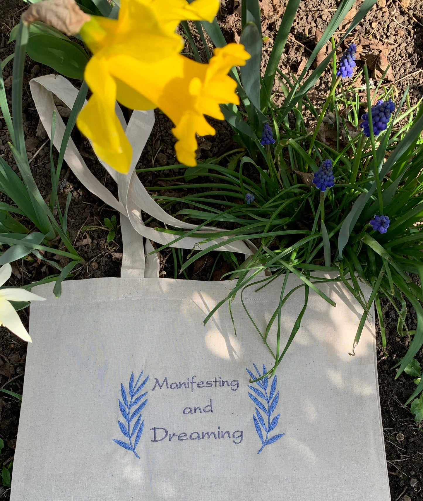 Embroidered Manifesting and Dreaming Tote Bag
