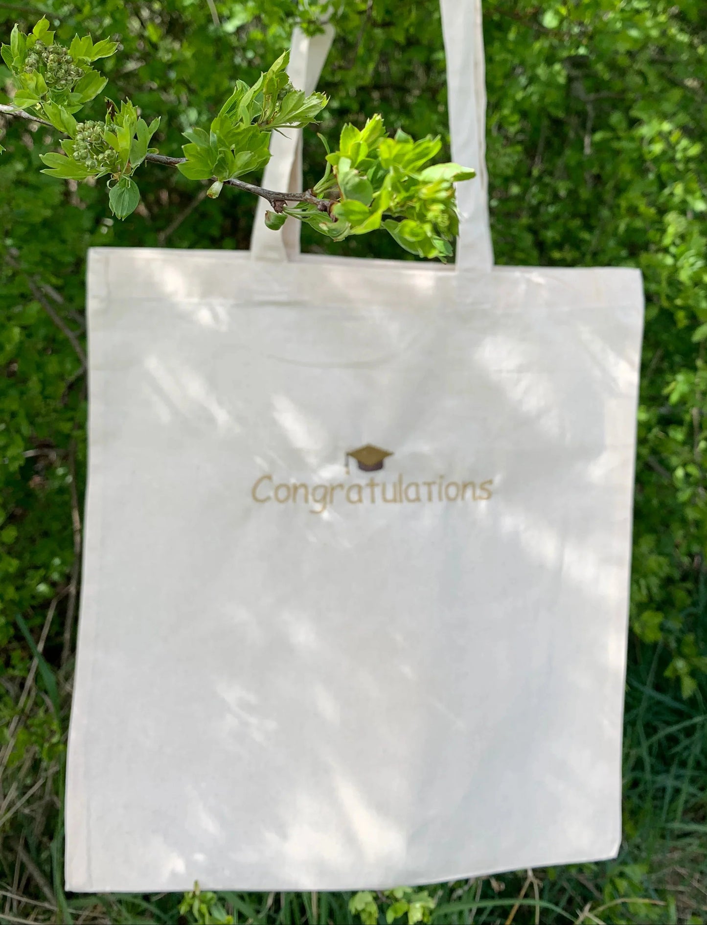 Embroidered Congratulations Tote Bag