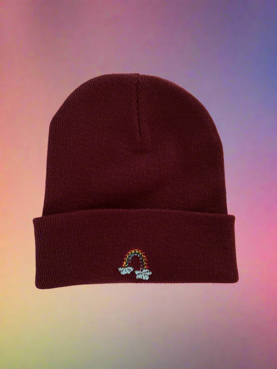 Rainbow embriodery beanie