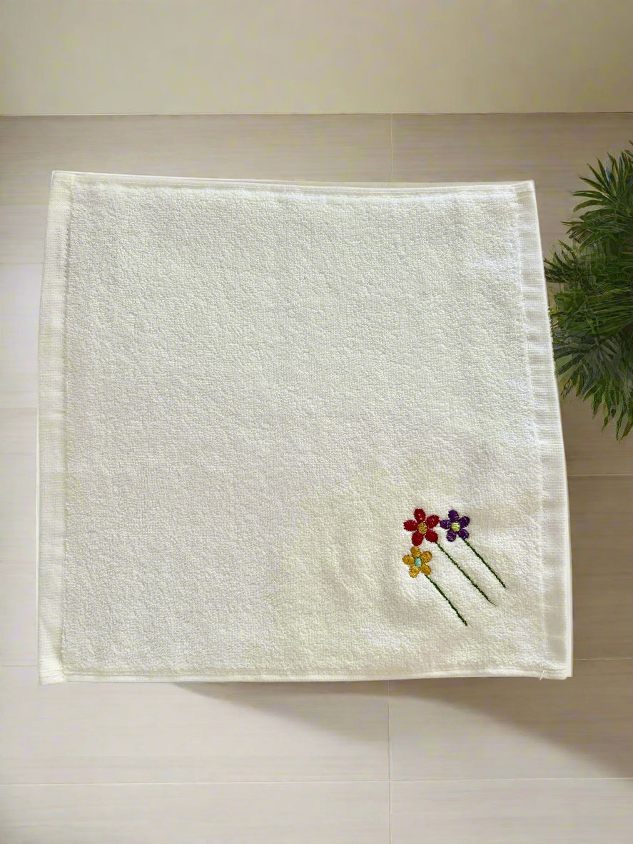 Face Towel with Embroidered Flowers 🌷