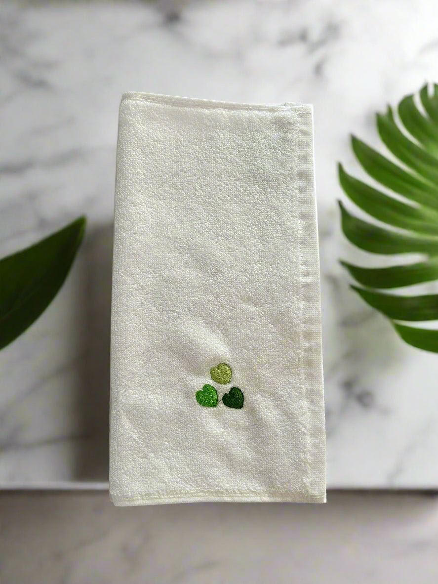 Face Towel with Embroidered Hearts