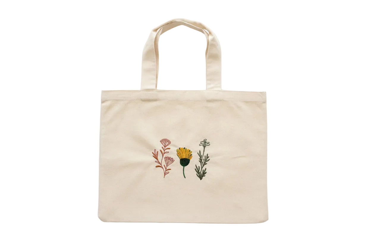 Wildflower Embroidered Canvas Tote Bag 🌷