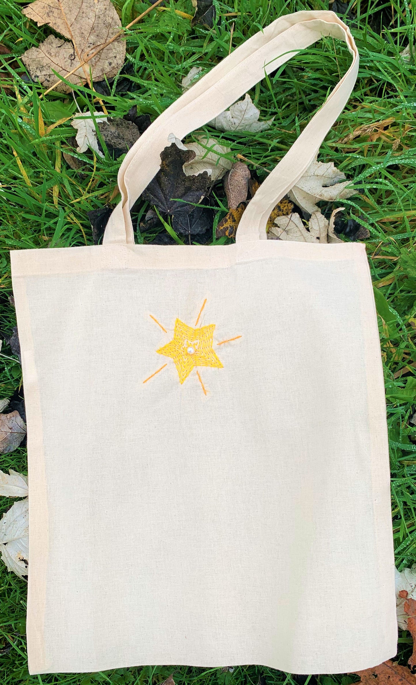 Embroidered Star and Rhinestone Tote Bag