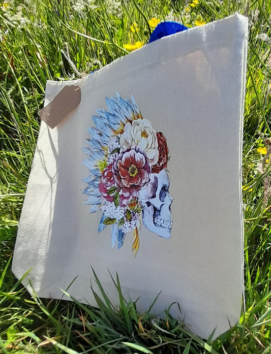 Skull Motif Tote Bag
