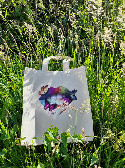 Heat-Transfer Lips Cotton Tote Bag 🦋
