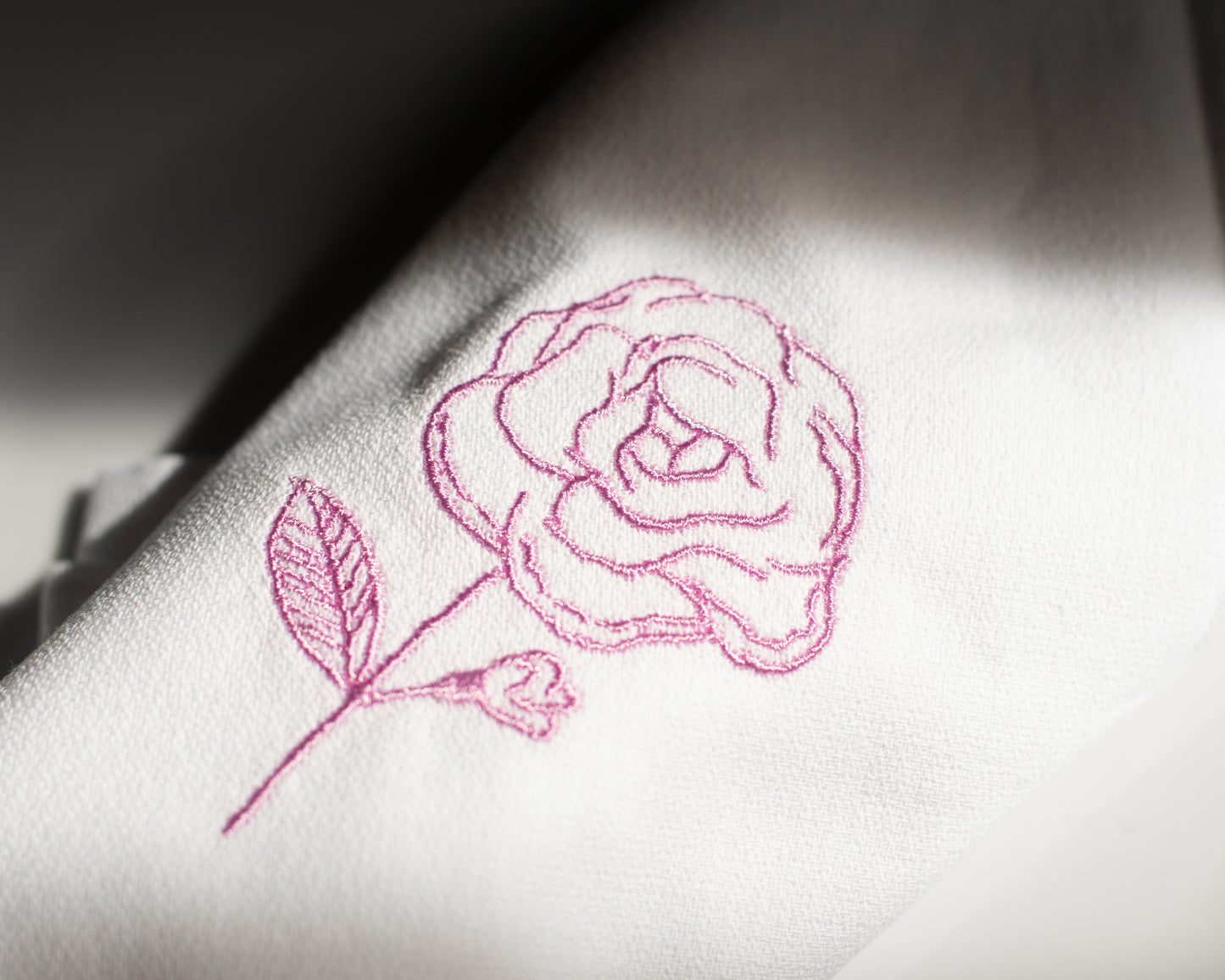 White Cloth Napkin With Rose Embroidery