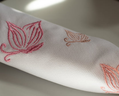 White Cloth Napkin with Butterfly Embroidery