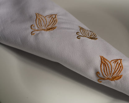 White Cloth Napkin with Butterfly Embroidery