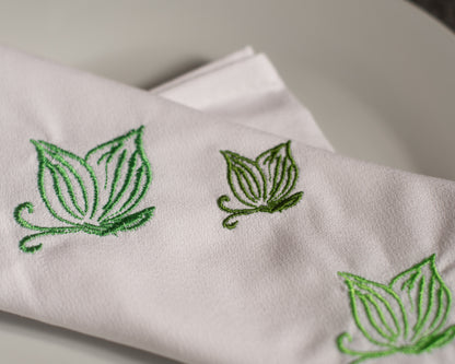 White Cloth Napkin with Butterfly Embroidery