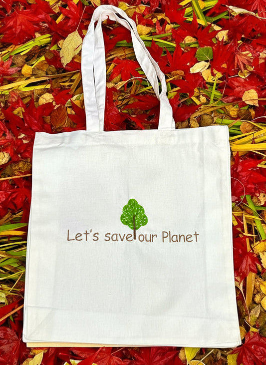 Embroidered Let's Save Our Planet Tote Bag   🌳