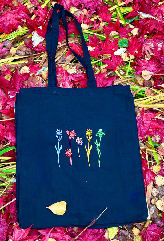 Embroidered Flower Tote Bag 🌷