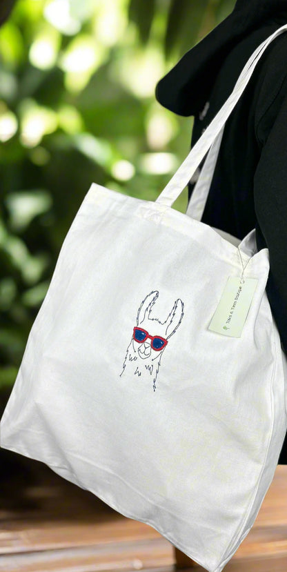 Embroidered with Lama Tote Bag
