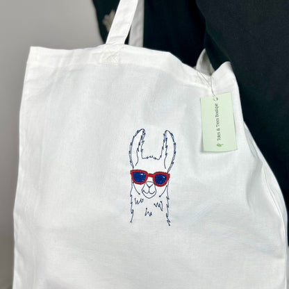 Embroidered with Lama Tote Bag