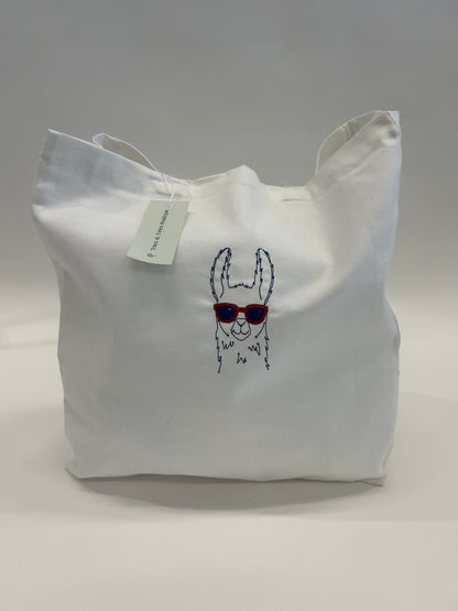 Embroidered with Lama Tote Bag
