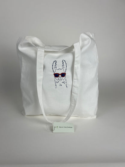 Embroidered with Lama Tote Bag