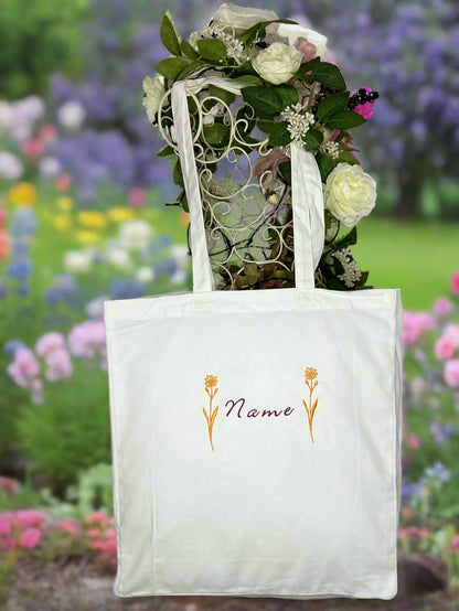Personalised Cotton Tote Bag with Embroidered Name
