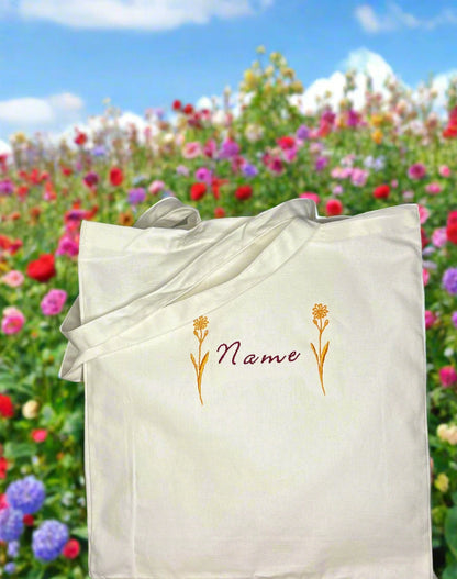 Personalised Cotton Tote Bag with Embroidered Name