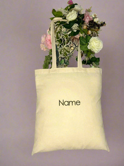 Personalised with Embroidery Beige Cotton Tote Bag