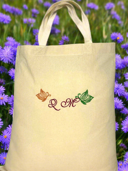 Personalised Initial Embroidered Beige Cotton Tote Bag