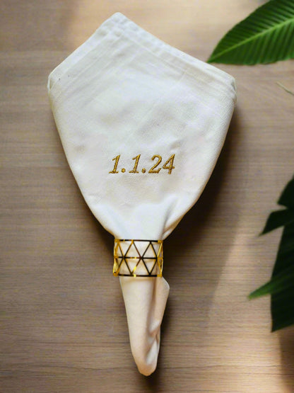 White Cloth Napkin Personalised with Embroidery