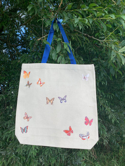 Heat-Transfer Butterflies Canvas Tote Bag