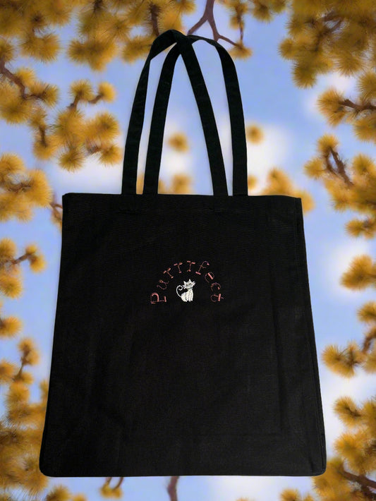 Embroidered cotton Tote Bag with Purrfect cat design 🐈