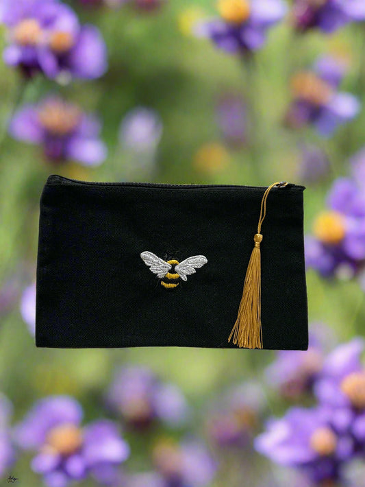 Zipper Pouch featuring Embriodered Bee Design 🐝