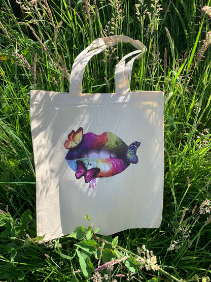 Heat-Transfer Lips Cotton Tote Bag 🦋
