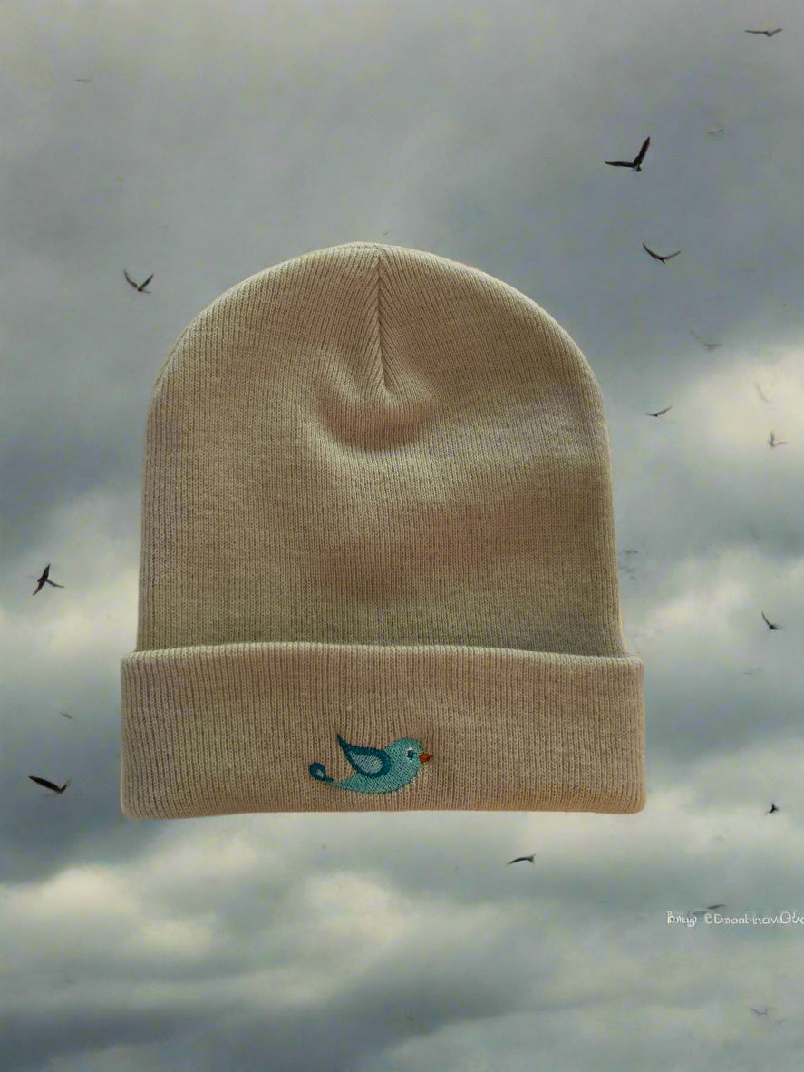 Bird embriodery beanie