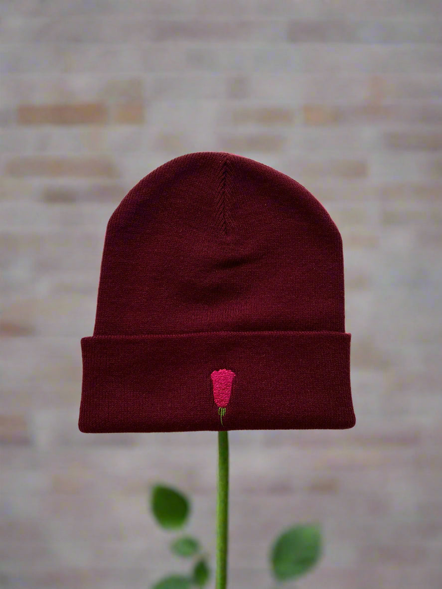 Rose embriodery beanie 🌹