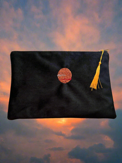 Velvet Pouch with embroidered Sun and Moon 🌅🌙