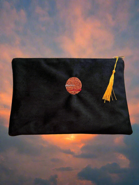 Velvet Pouch with embroidered Sun and Moon 🌅🌙