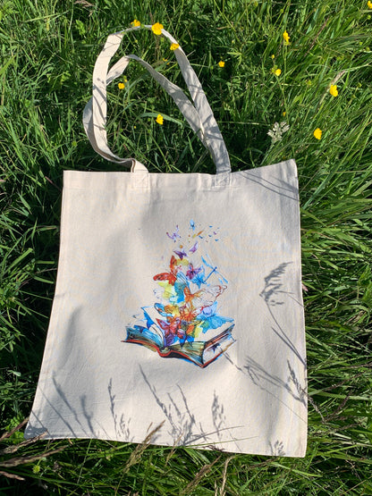 Heat-Transfer with Book Cotton Tote Bag