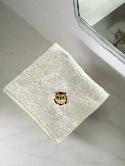 Face Towel with Embroidered Owl 🦉