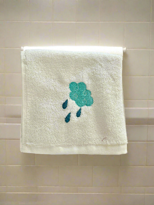 Face Towel with Embroidered Cloud and rain 🌧️
