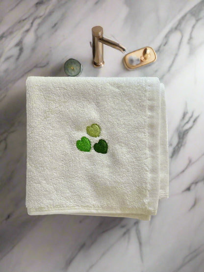 Face Towel with Embroidered Hearts