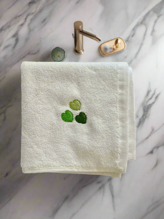 Face Towel with Embroidered Hearts