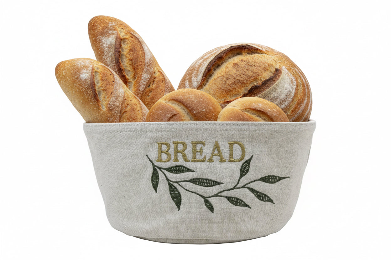 Floral Embroidered Canvas Bread Bag 🍃