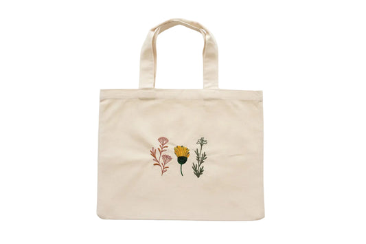 Wildflower Embroidered Canvas Tote Bag  🌷