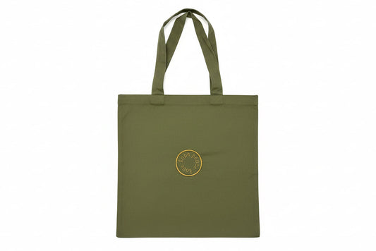 Earthy Green and Gold Embroidered Tote Bag