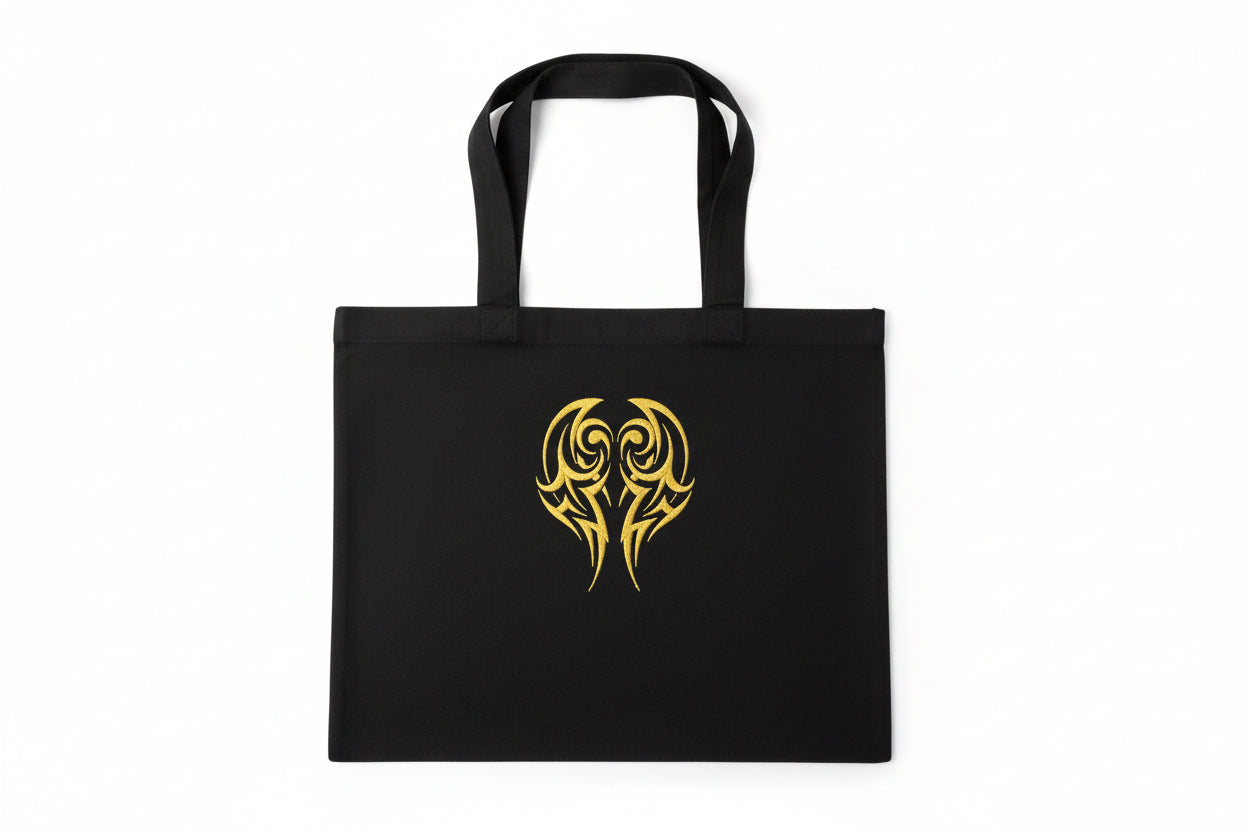 Gold Tattoo Embroidered Canvas Tote Bag